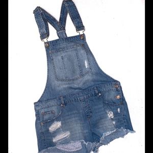 Garage Blue denim Overall shorts